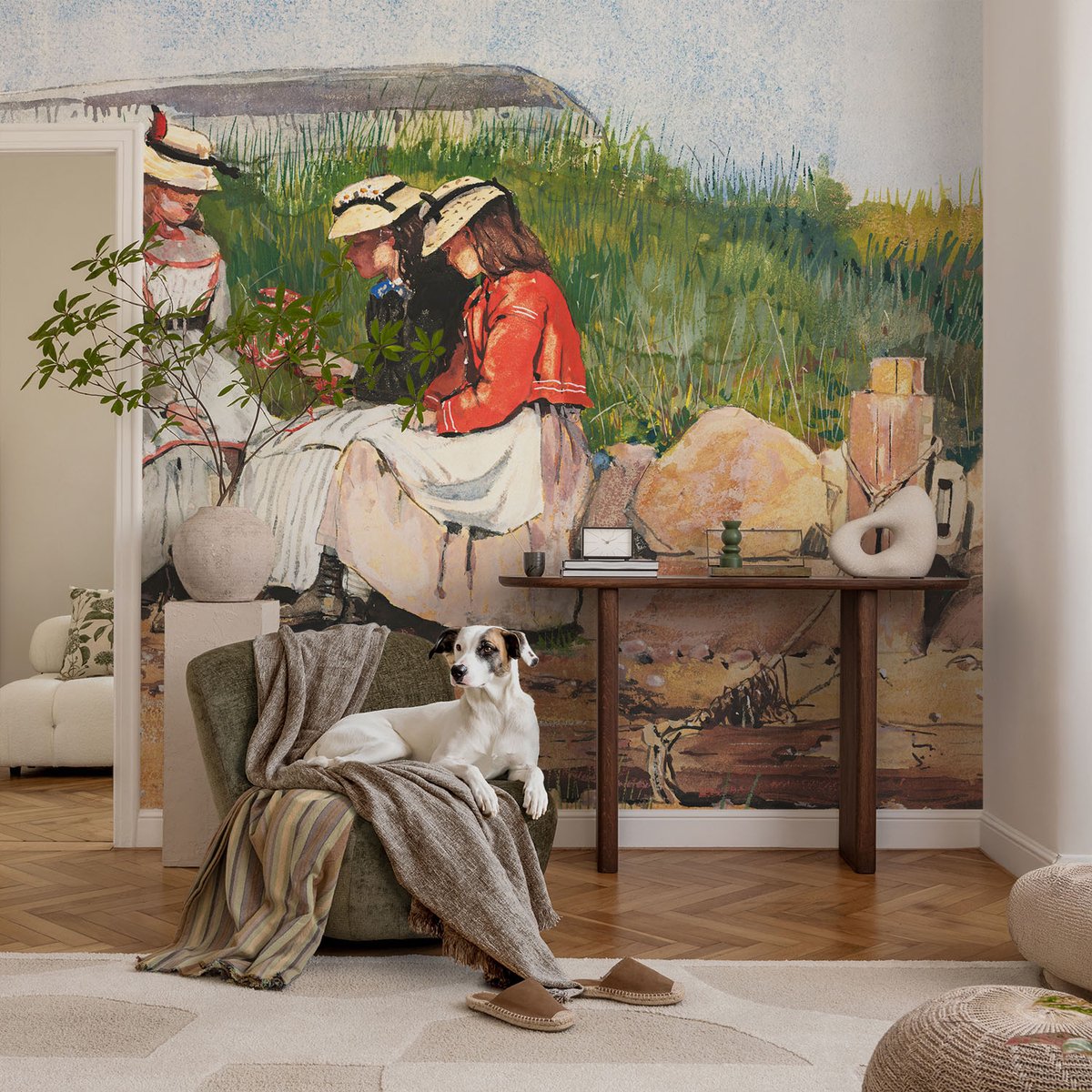 Coloray Vliesbehang - Zwart Snellijm Behang - 104x70 cm - Zomervakantie Fotobehang Vlies - Woonkamer behang Mensen - Muurschildering - Woonkamer behang