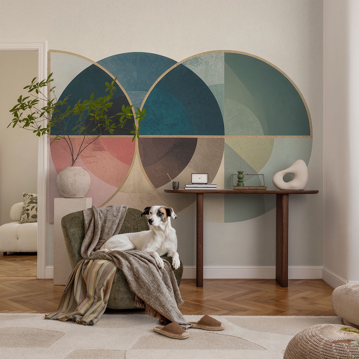 Coloray Vliesbehang - Marine Snellijm Behang - 104x70 cm - Geometrische Elegantie Muurschildering - Gang behang Abstractie - Fotobehang Vlies - Slaapkamer behang