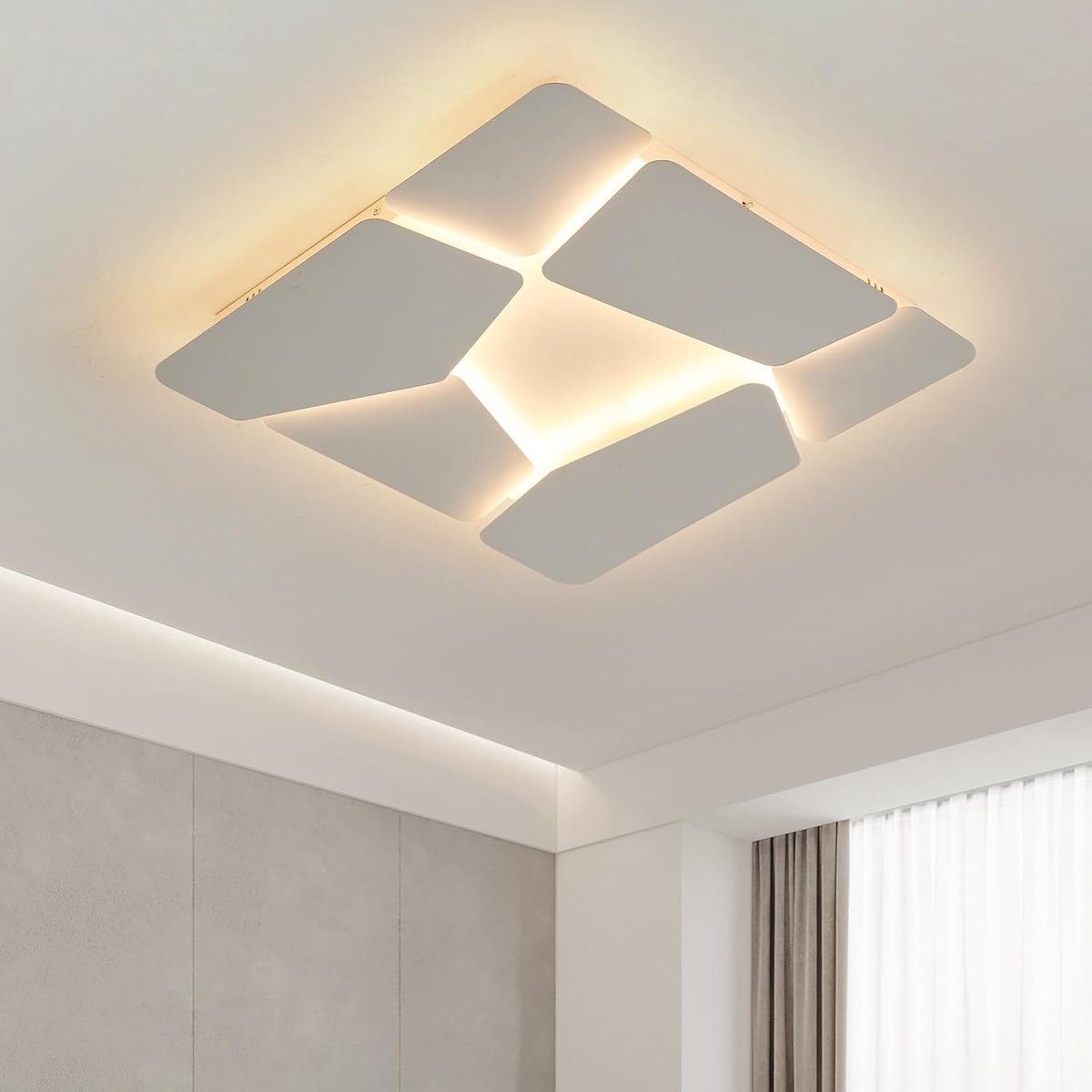 led-plafondlamp,dimbaar,onregelmatige geometrische lamp met afstandsbediening, metalen plafondlamp voor woonkamer,slaapkamer,keuken, hal,keuken,kantoor, decoratie, 40X40cm