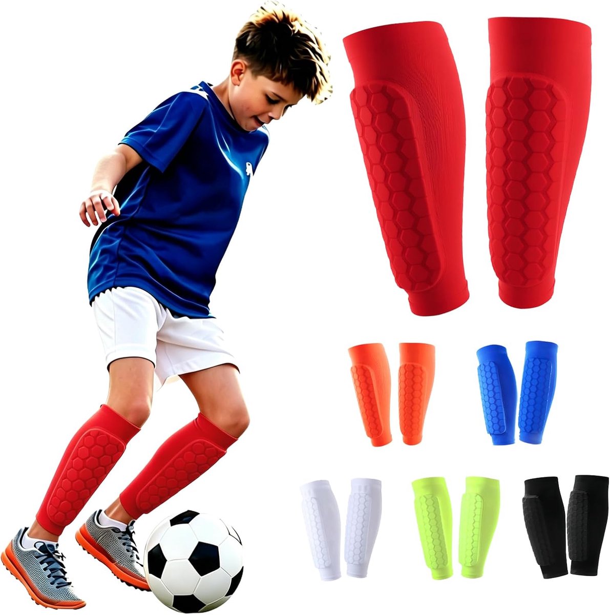 Scheenbeschermers voor kinderen, ademend en schokbestendig, voor jongens en meisjes, ideaal voor voetbal, basketbal, fietsen en wandelen