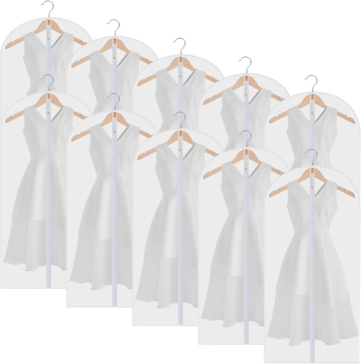 10 PCS lange kledingstuk doorzichtige kleren volledige ritssluitingszakken met ritssluiting Mensenvrouwen, de zakken van de 60 x 120cm Kledingsdekking van de Kostuumbeschermer
