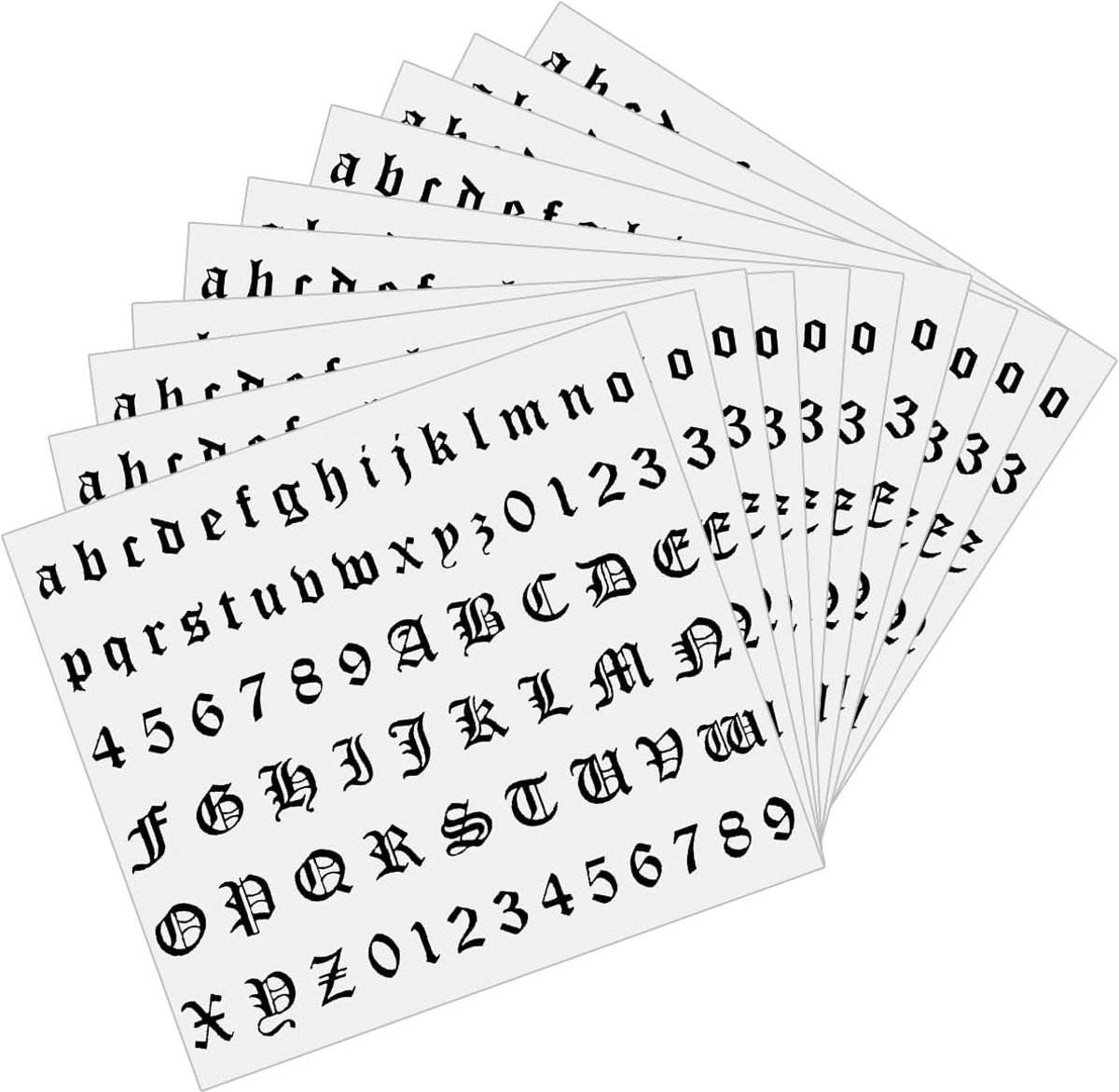 Tijdelijke tatoeages, kleine Engelse letters en cijfers, alfabettatoeages voor volwassenen, voor vingers, nek en lichaam.