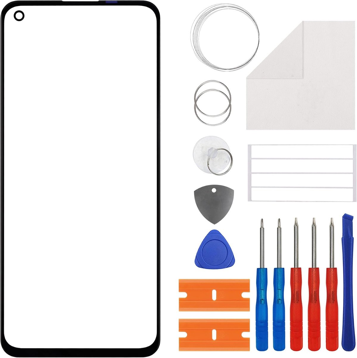 Nieuwe voorruit-displayglasreparatie compatibel met Op-po Find X3 Lite 5G CPH2145 + gereedschap (geen display en touch-digitizer)
