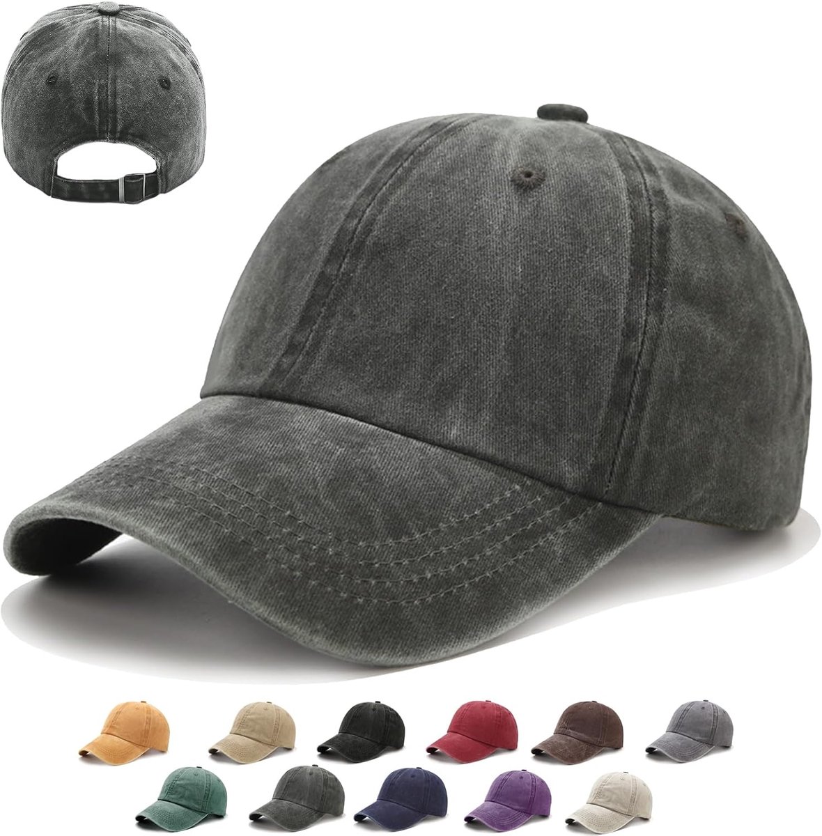 baseballpet voor dames en heren, 1/2 stuks, eenheidsmaat, metalen sluiting, verstelbaar, 14 kleuren, vintage baseballcap, retro schildmuts, uv-bescherming, outdoor, reizen, vissen