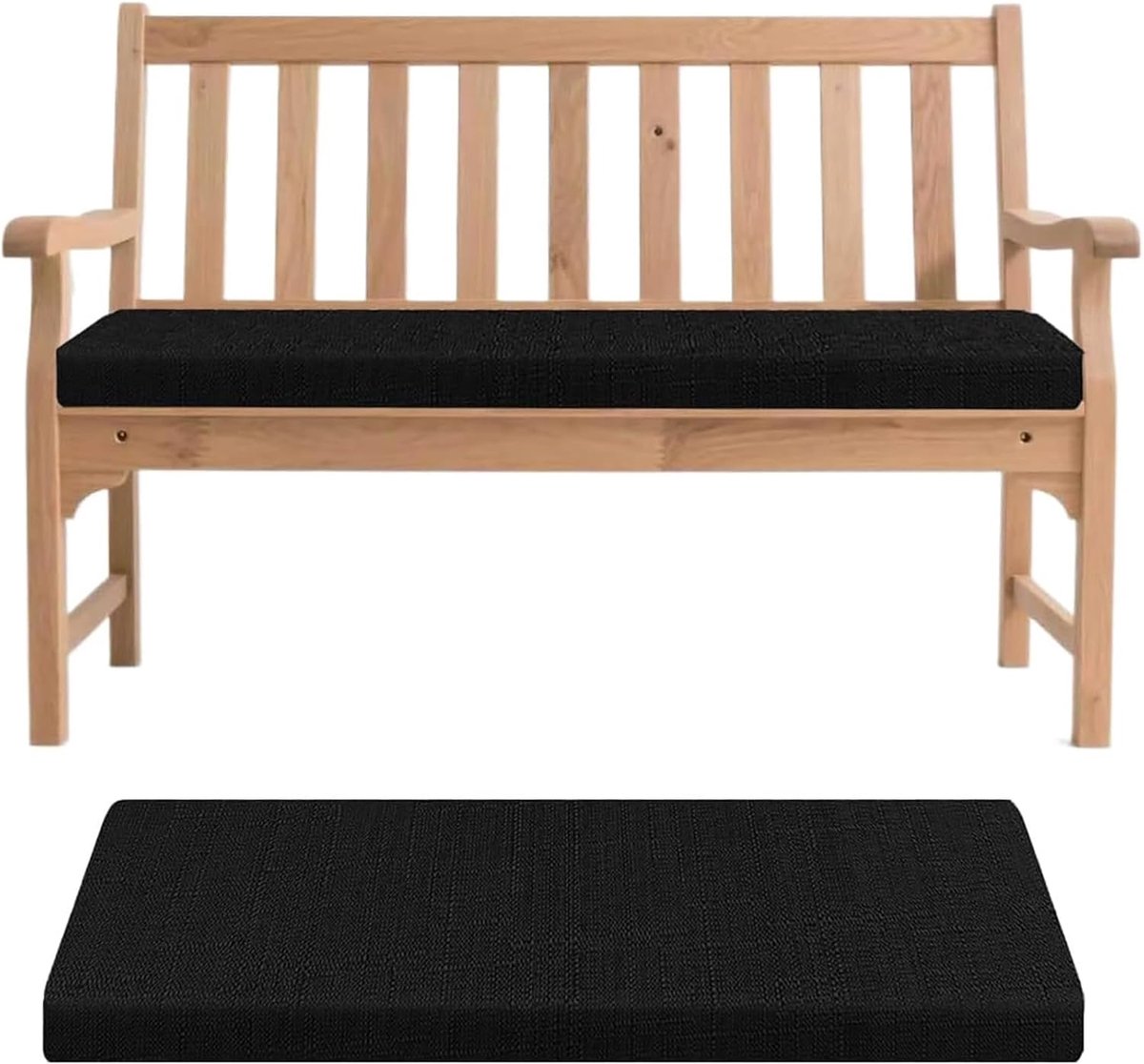 Generisch Bankauflage- Abnehmbarem Sitzkissen Banks, rutschfeste Gartenbank Auflage Waschbar Sitzauflage für Innen Outdoor Fensterbank Couch ban k Eckbank Auflagen,Schwarz,180x55x5cm