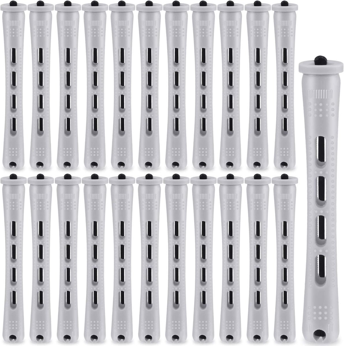 60 stuks duurzame lange stangen kunststof haarspelden koele golven haarrollers styling-gereedschap kapper haar (1,5 cm, grijs)
