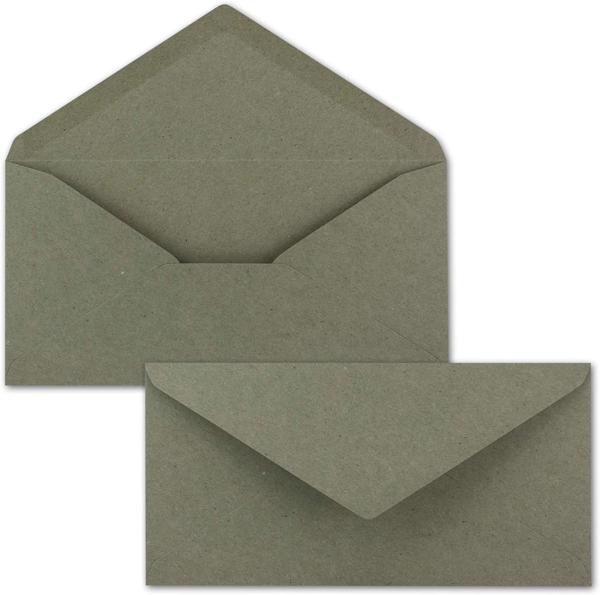 50 x kraftpapier, DIN lang, grijs, eco, nat plakken, 11 x 22 cm, 120 g/m², puntklep, vintage enveloppen, van NEUSER PAPIER