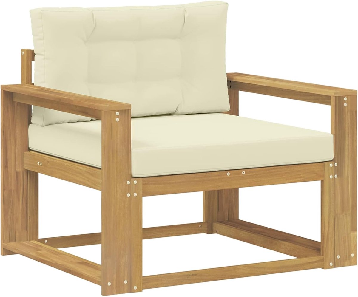 Outdoor middenbank van acaciahout met polyester, wit