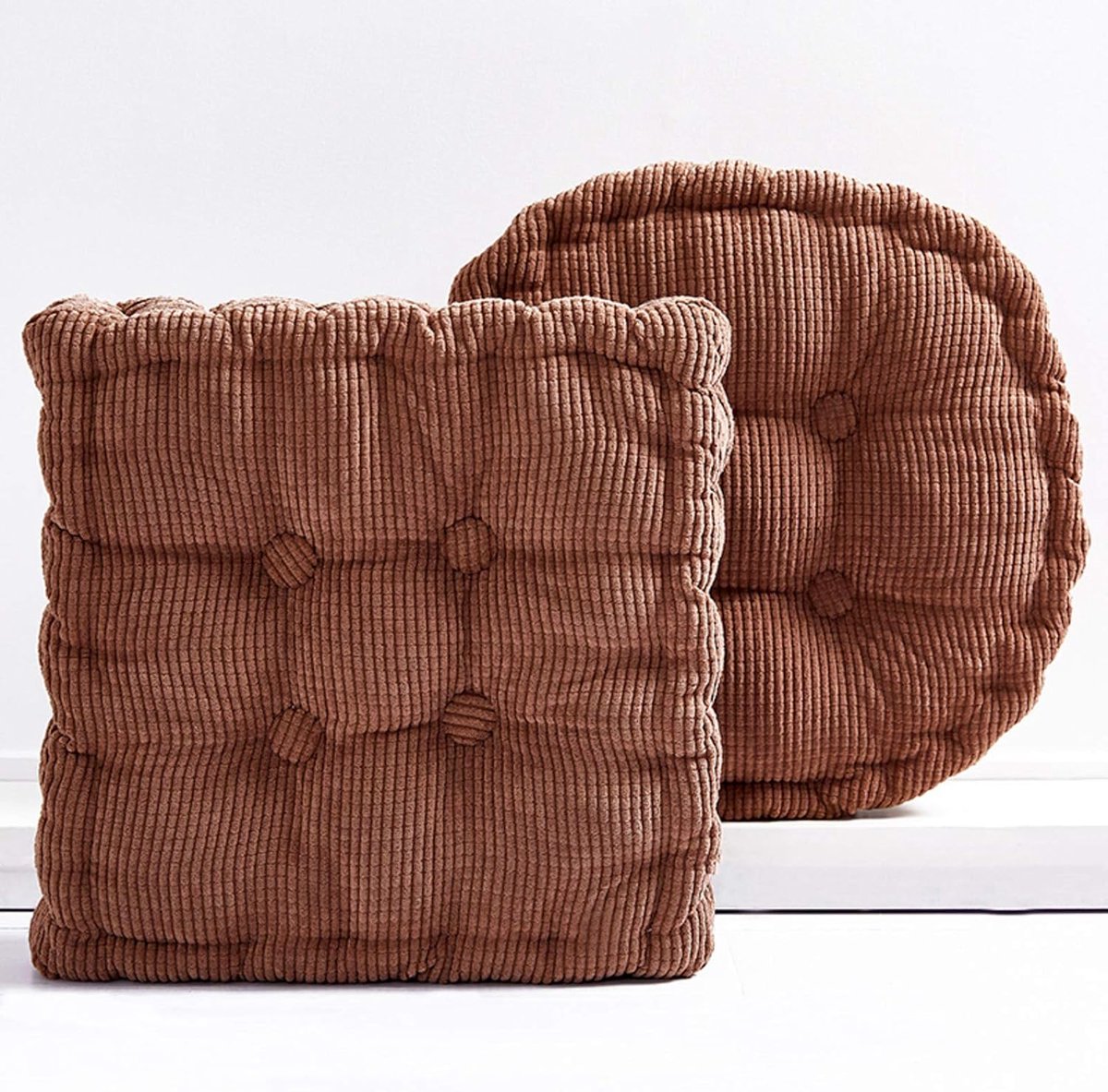 Bureau/Zitkussens/Pluche/Stoel Pad/Corduroy Mat Relax Taille Rugleuning/Zitkussen/Winter Warme Stoel Mat voor Thuiskantoor-Bruin. Vierkant-50x50x8cm (20x20x3inch)
