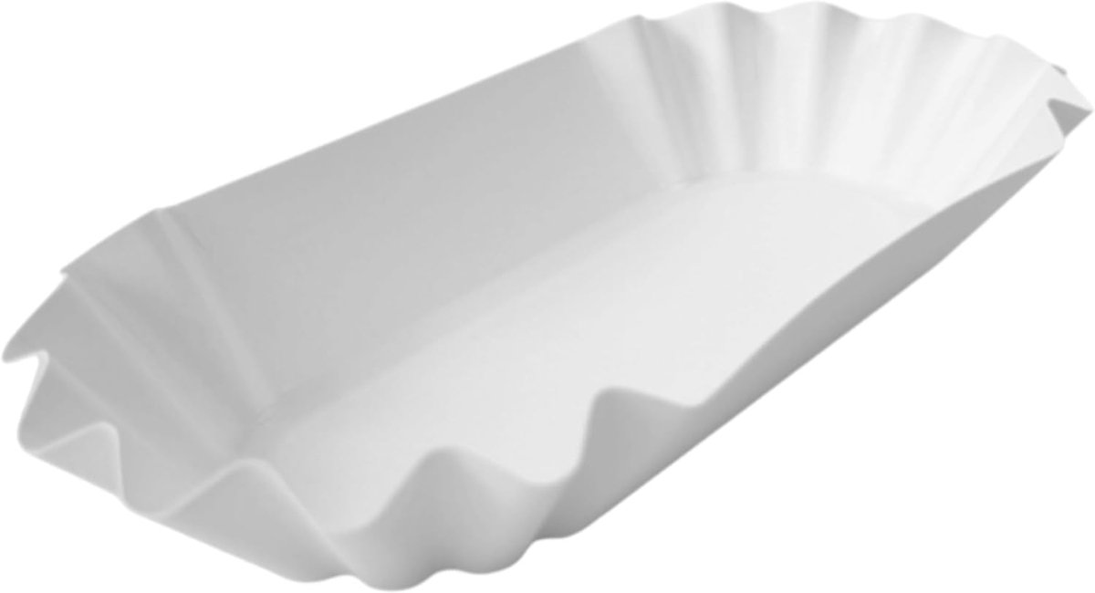 250 stuks KU1 in wit | 19 x 10 x 3,5 cm frietschalen van karton & curryworst schaal | Kartonnen schalen wegwerp of wegwerpborden voor gastronomie, evenementen & privégebruik