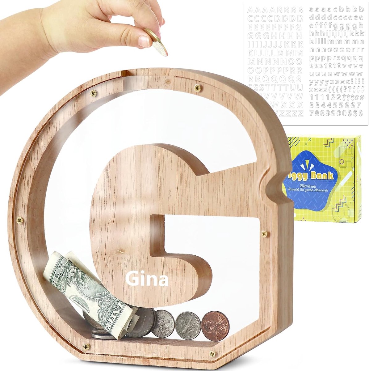 Spaarpot kinderen gepersonaliseerde letters (G)