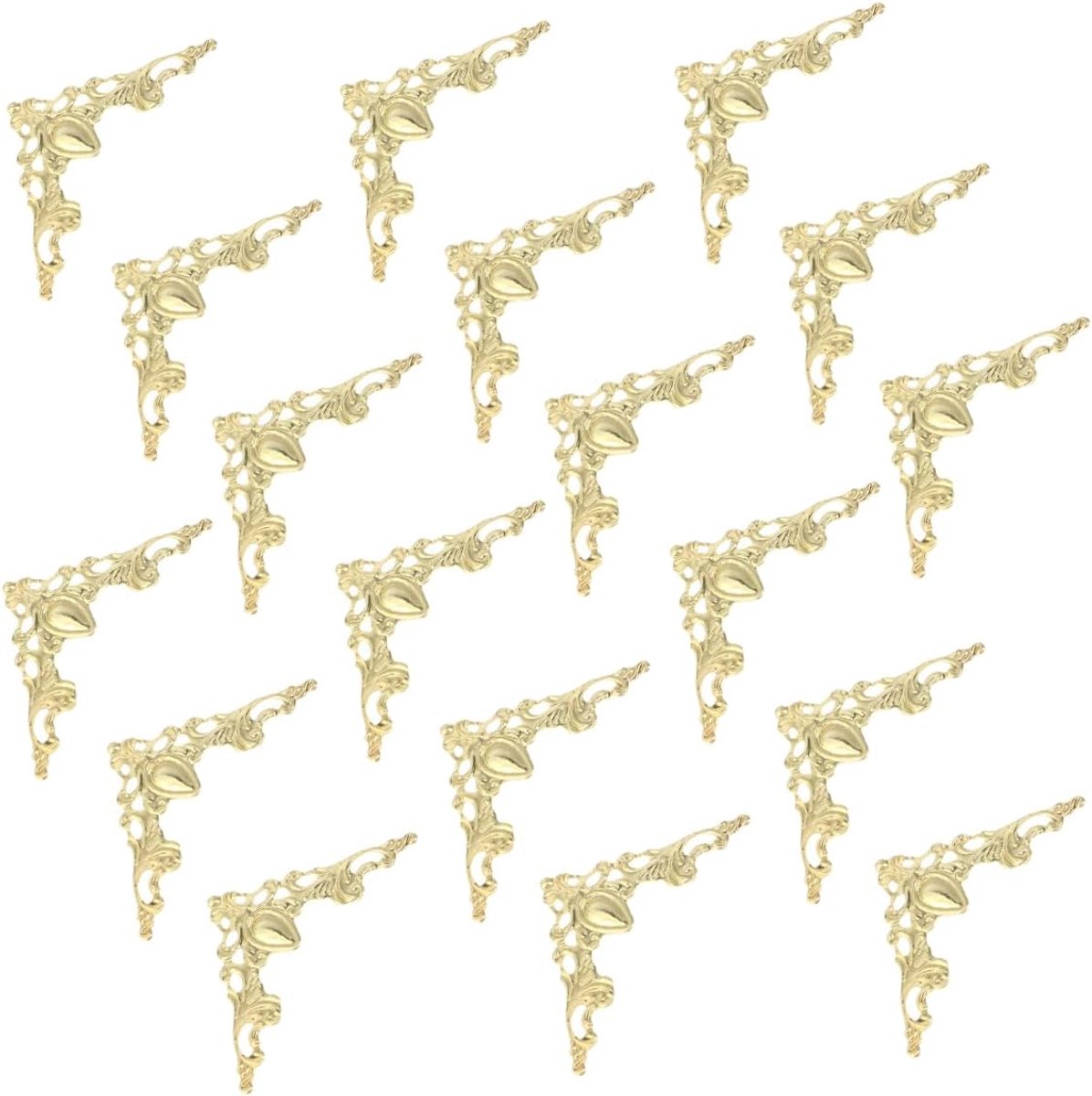 30 stuks vintage antiek brons decoratieve doos hoekbeschermers metalen boekhoek, retro randafdekking platte beschermer doe-het-zelf accessoires voor meubelkast houten kist (goud)