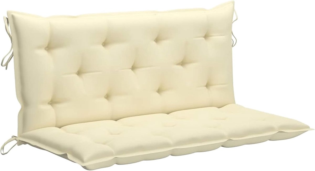 Schommelkussen, kussen met rugleuning voor tuinschommel, bankkussen, zitkussen voor tuin, binnenplaats, terras, balkon, stofdecoratie, wit, crème, 120 cm