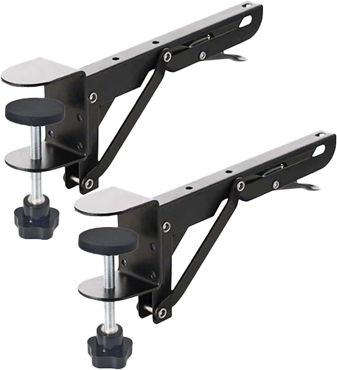 Tafel voor Plaat Vouwen Computer Uitbreiding Bureau Ijzer Houder Ondersteuning Spacer Opvouwbare Beugel Extender Toetsenbord Rack Opvouwbare Plank Beugels met 2 Inch Bureau Klem, Aanrecht