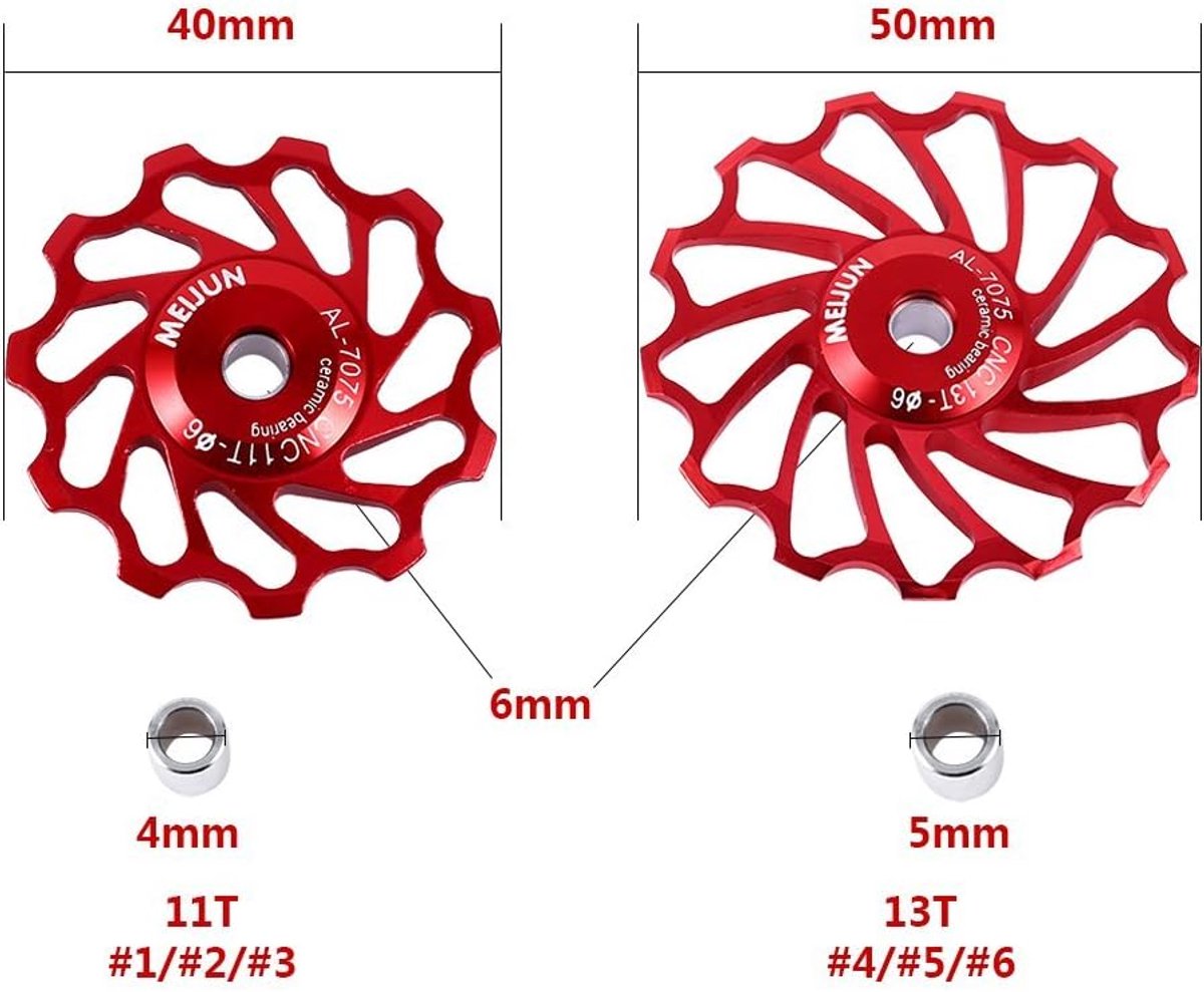 Bearing Jockey Wheel, keramische pulley, aluminiumlegering, schakelsysteem, geleidingsrol, onderdeel accessoires voor MTB-fiets (2 stuks)