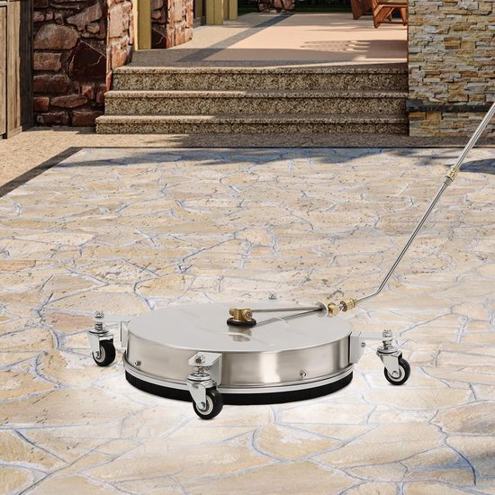 Oppervlaktereiniger voor auto en terras, 4000 psi/4 GPM, slijtvaste roestvrijstalen koperen constructie, met telescoopstang (86 cm) en 4 wielen — afbeelding 4