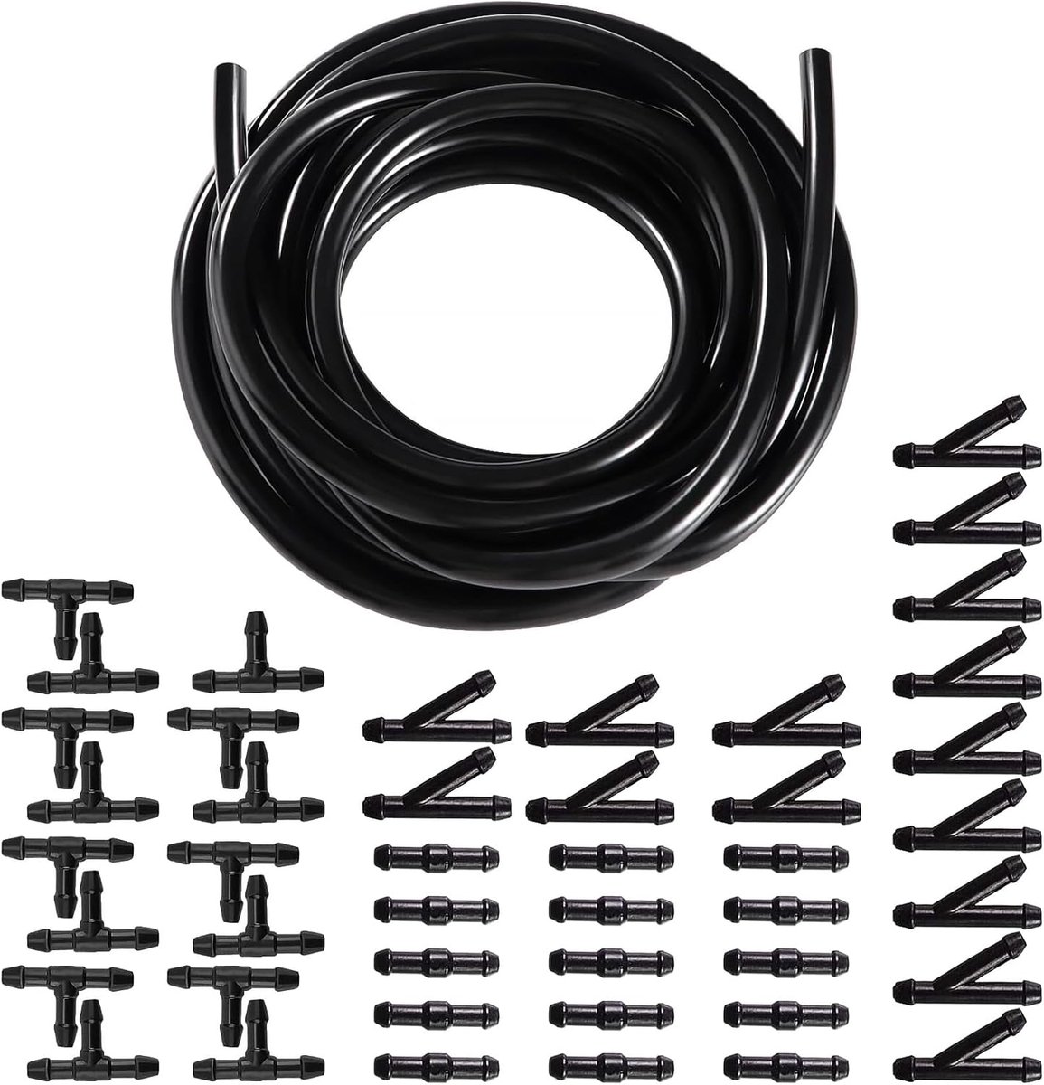 Dailygoods- Ruitensproeierslang 4 meter - Reparatieset - Autoslang - Isolatieslang - Universele installatie - 45-delige slangverbinders - Wasslang