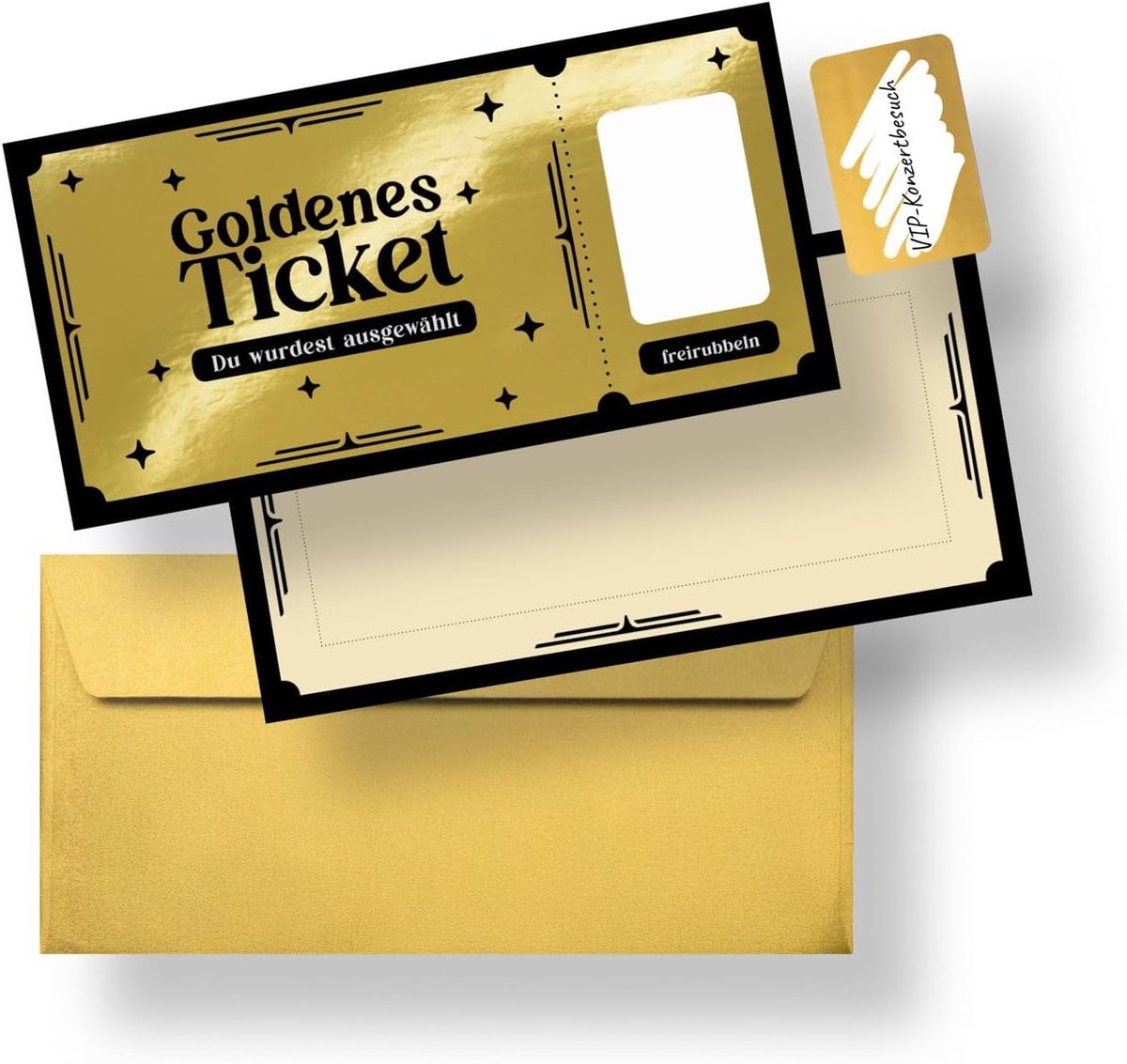 Ticket – cadeaubon om zelf in te vullen met krassticker – kraskaart om te beschrijven en cadeau te geven – cadeau-idee voor verjaardag, vriendin, reis of bioscoop – incl. envelop