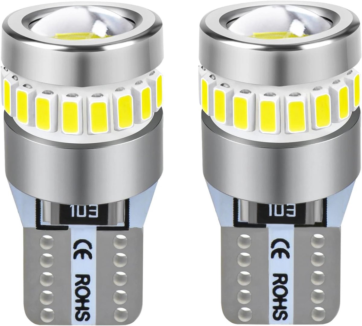 2 Stuks T10 (W5W) LED, 6000K wit 12V Autolampen 194 168 voor Positie-, Plaat-, Zijkoepel- en Parkeerlichtvervanging