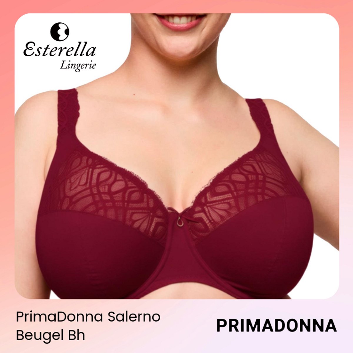 PrimaDonna Salerno Beugel Bh 0163535 Evening red - maat EU 80I / FR 95I