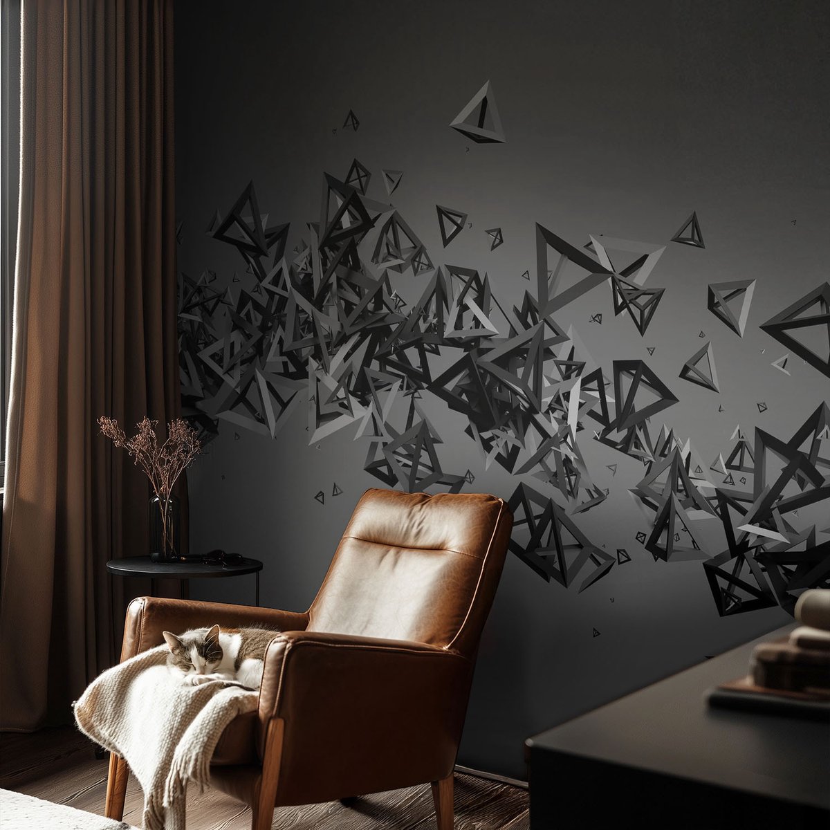 Coloray Vliesbehang - Grijs Snellijm Behang - 104x70 cm - Geometrische Abstracties Muurschildering - Gang behang Abstractie - Fotobehang Vlies - Slaapkamer behang