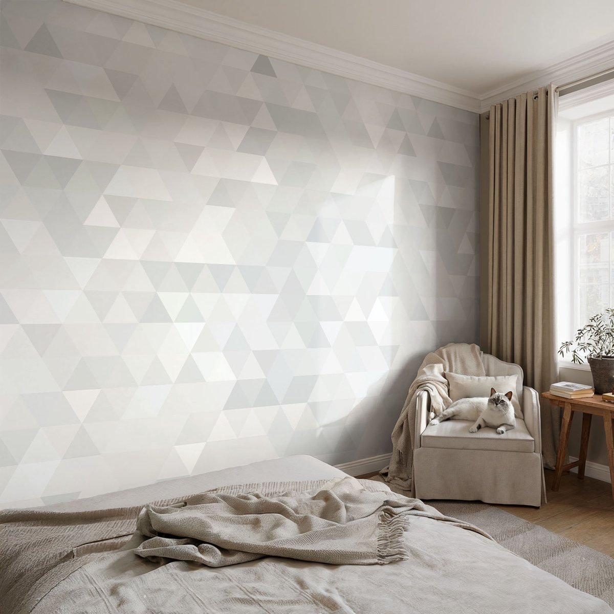 Coloray Vliesbehang - Wit Snellijm Behang - 104x70 cm - Grijs Patroon Fotobehang Vlies - Woonkamer behang Achtergronden En Patronen - Muurschildering - Hal behang