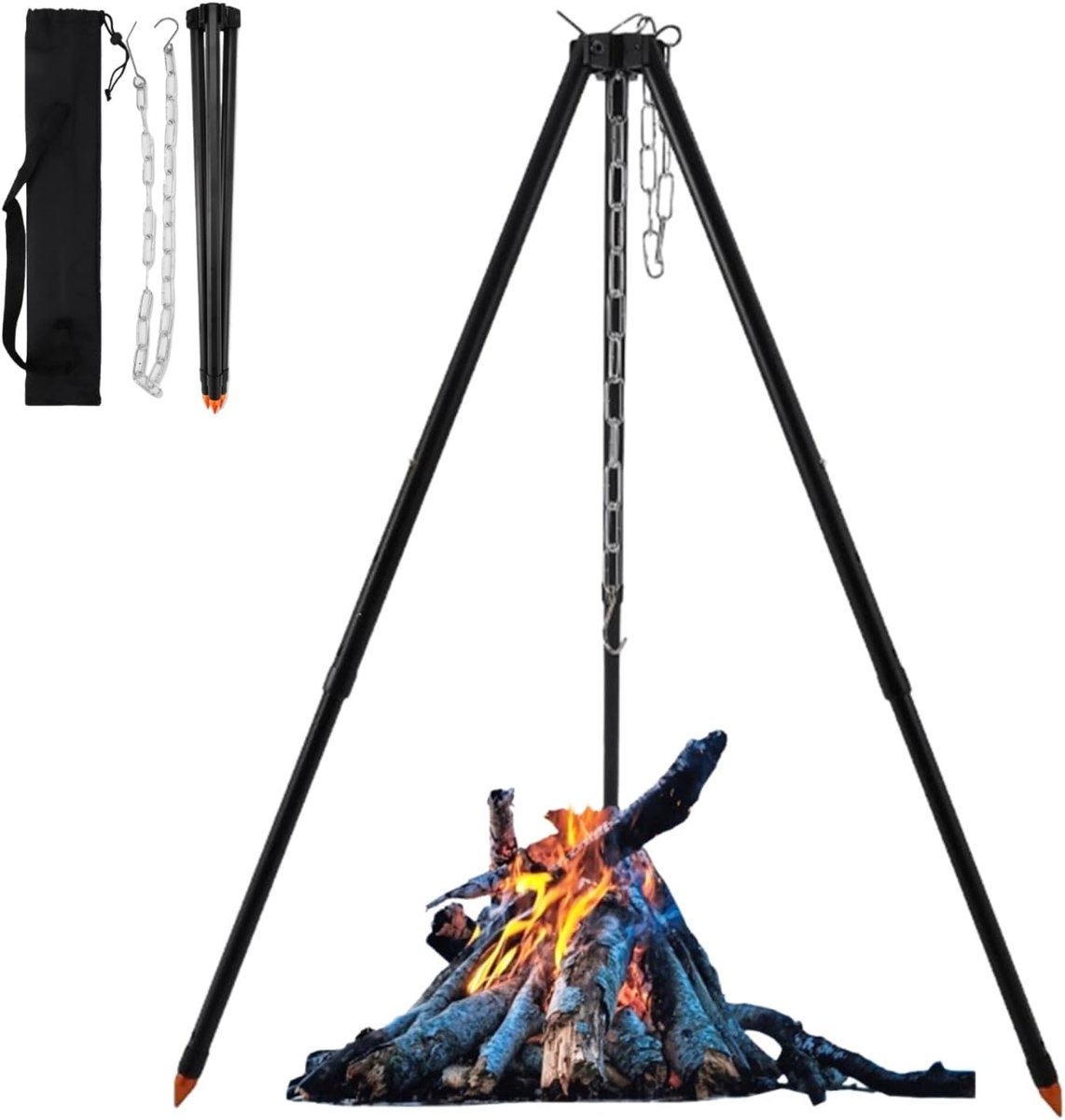 Robuuste Kookstandaard voor Buitenkoken - 110CM Tripod van Versterkt Aluminium voor Kampvuur en Grillen