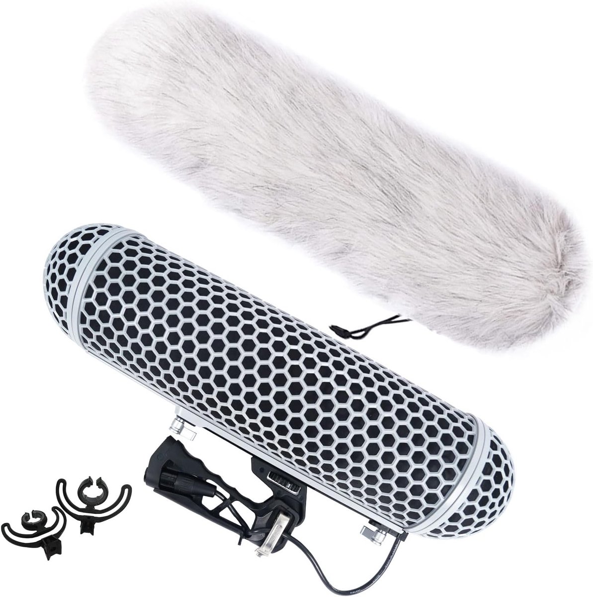 Shotgun Microfoon Blimp Windscherm met Dead Cat, 2 extra microfoon schokdempers, windscherm en ophangsysteem, compatibel met Rode NTG-serie Sennheiser MKE 600