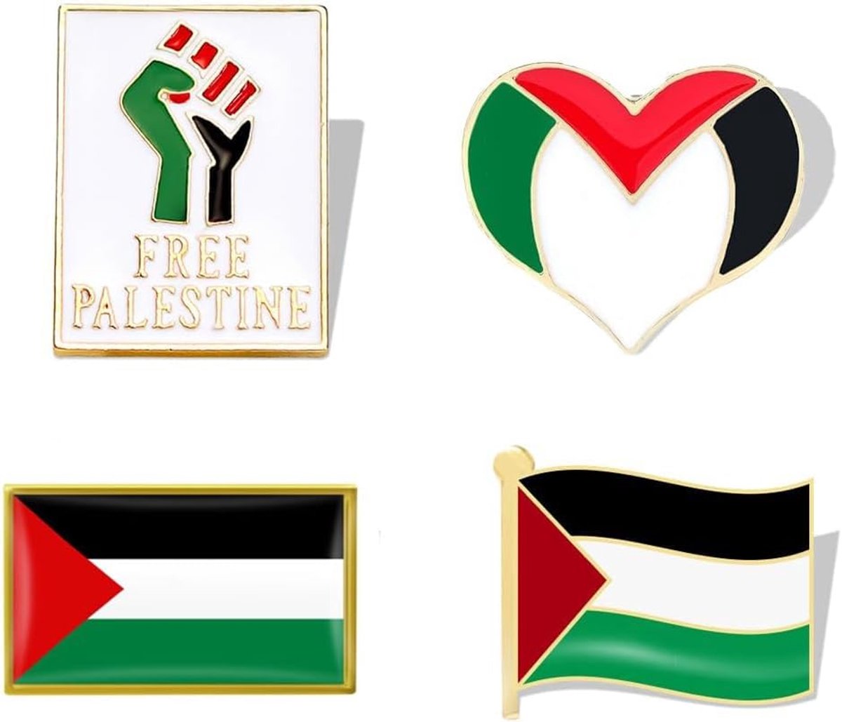 4 Stuks Palestina Pin Broche met Palestijnse Vlag Pin Badge, Reversspeld Vlag Vlag voor Kleding en Accessoires