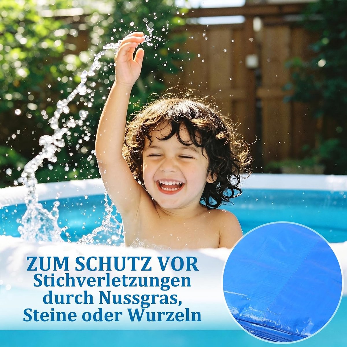 Grondzeil voor zwembad, 445 x 254 cm, opvouwbare zwembadbodembescherming, waterdichte rechthoekige zwembadmat voor framezwembaden en opblaasbare zwembaden