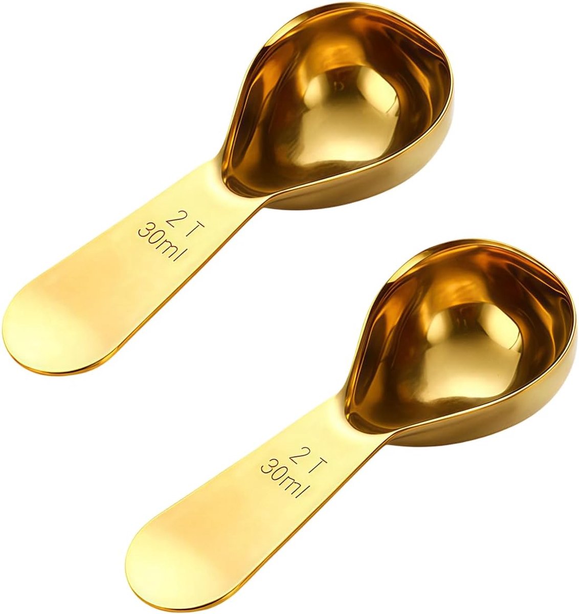 2 stuks 30 ml/1 oz gouden roestvrijstalen koffielepels 2 eetlepels koffielepel korte steel maatlepels voor thee suiker gemalen koffie melkpoeder (2 eetlepels/1/8 kop)
