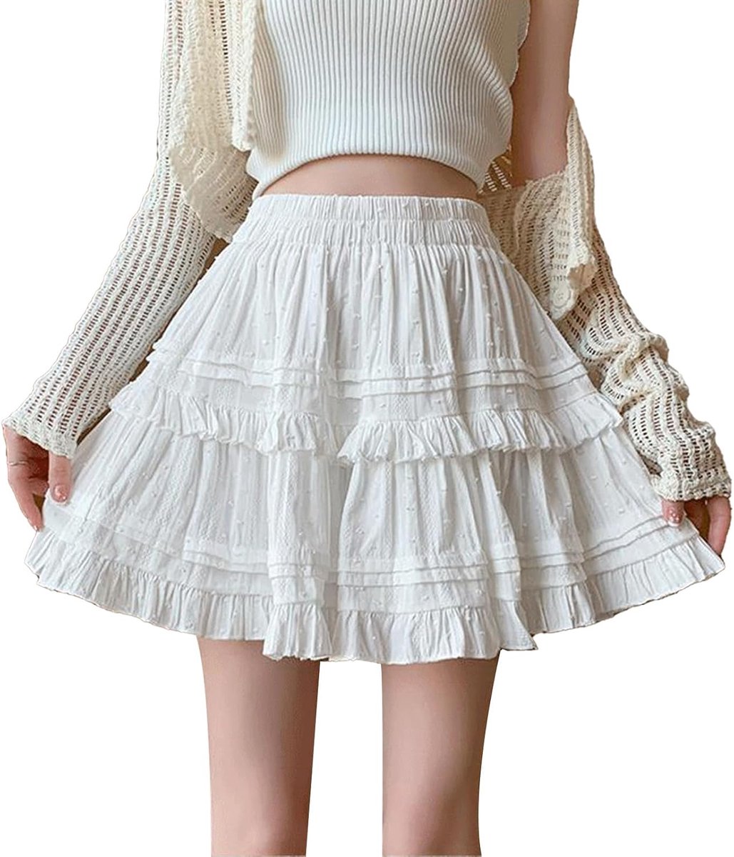 Rok voor dames, met ruches, plooirok, uitlopende rok, sport, tennis, school, dans, skort, feestrok