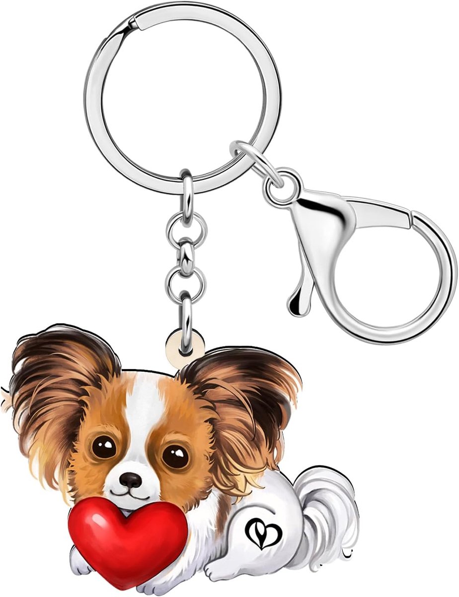 Schattige papillon hond sleutelhanger accessoires puppy geschenken voor vrouwen meisjes auto sleutelhanger rugzak portemonnee charms