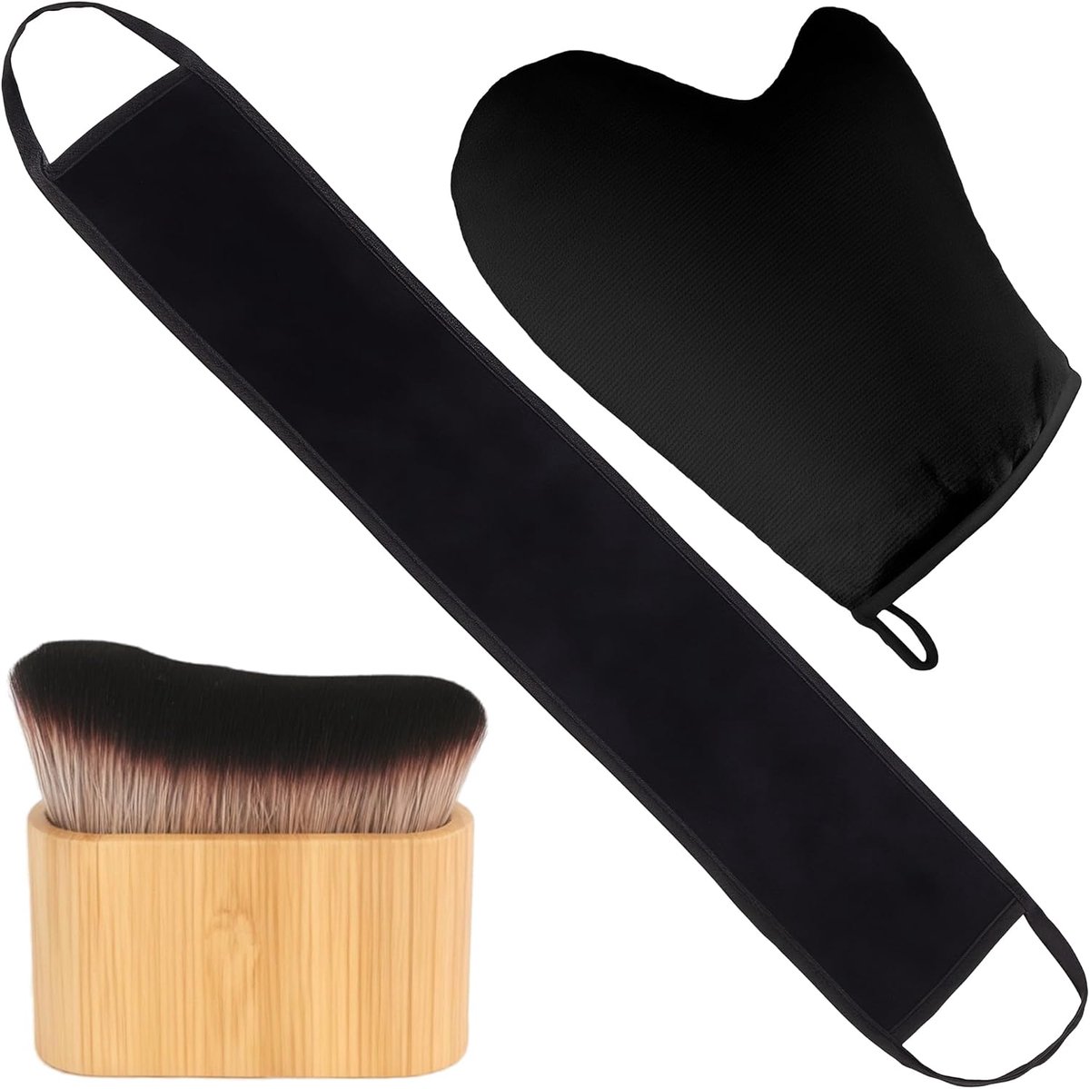 Handschoen 3-in-1 Set: Bruiningshandschoen, Rugapplicator & Kwast – voor een Streepvrije Zelfbruining, Self Tan Handschoen & Tanning Handschoen