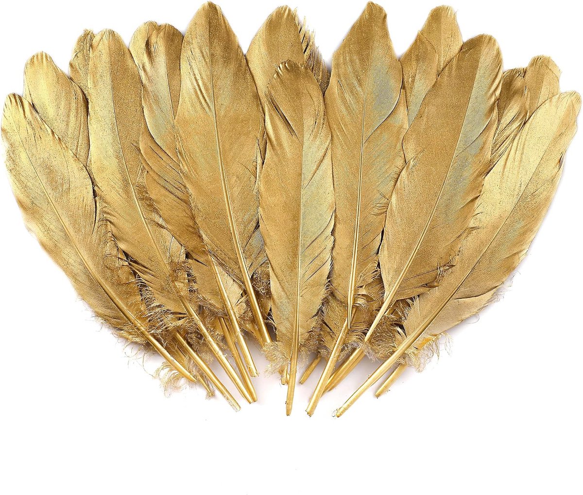 Veren om te knutselen - 60 stuks natuurlijke veren voor bruiloftsfeestdecoraties, doe-het-zelf ambachten en kledingaccessoires (goud)