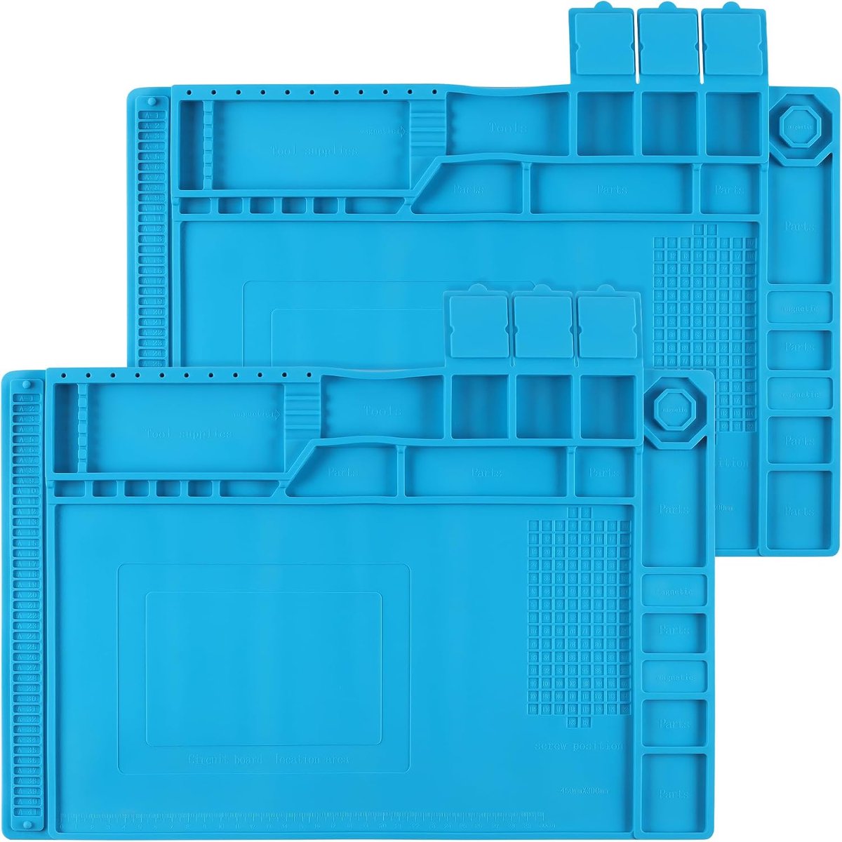 2 stuks soldeermat, siliconen, 45 x 35 cm, siliconen soldeeronderlegger, hittebestendig tot 500 °C, werkmat voor elektronica-reparatie, soldeerwerkzaamheden en reparatie van mobiele telefoons