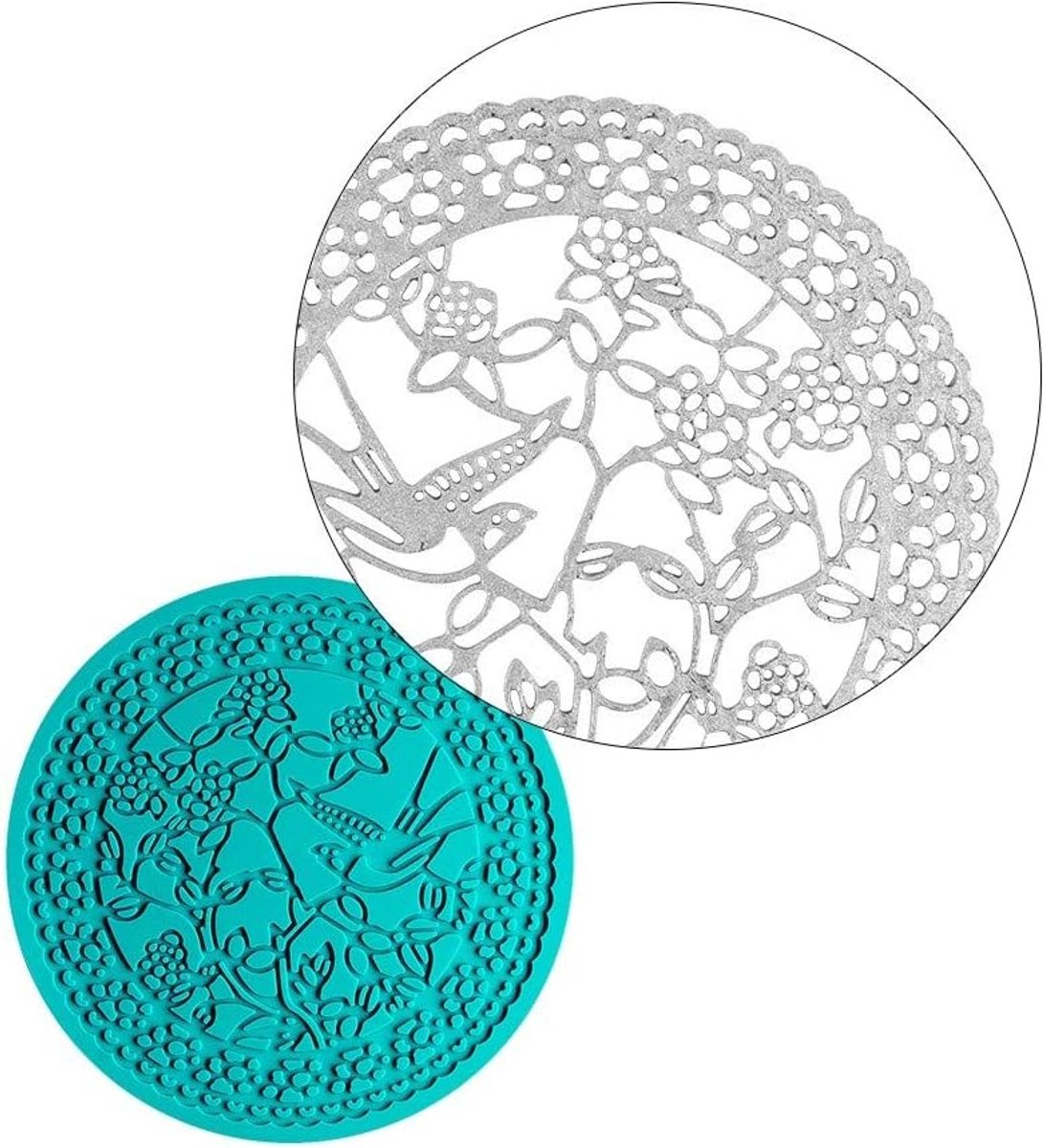 mit Herz Siliconen decoratieve mat | siliconen vorm fondant | Hoogte: 2mm | kantdesign | ideaal voor het maken van randen in kantlook | Gereedschap voor het vormen van fondant (Design 25 |