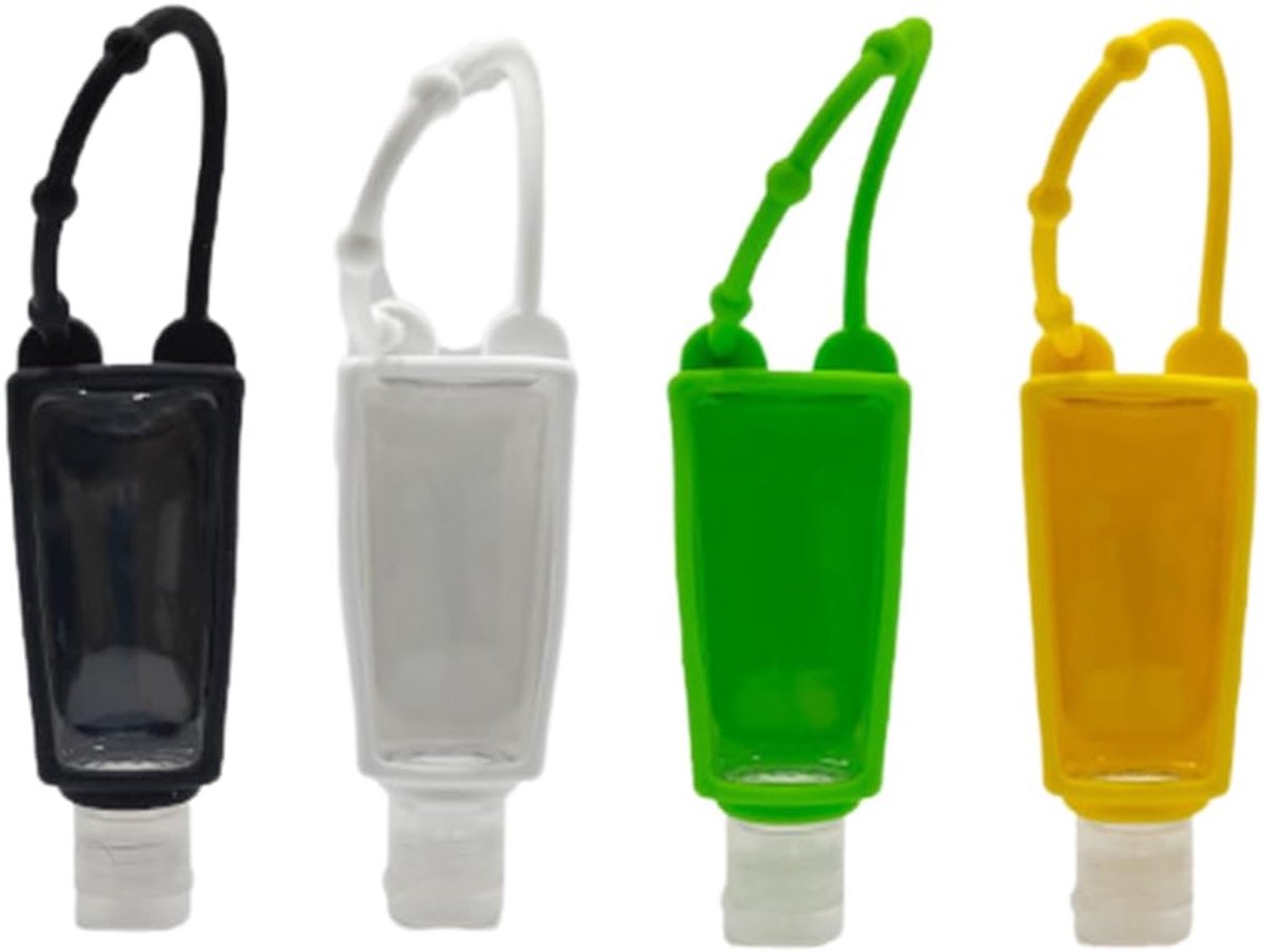 4 stuks siliconen reisflessen om te vullen, herbruikbare en lekvrije containers voor shampoo, lotion en crèmes, met afneembare siliconen hoes, outdoor en hondenvoer, vulflessen