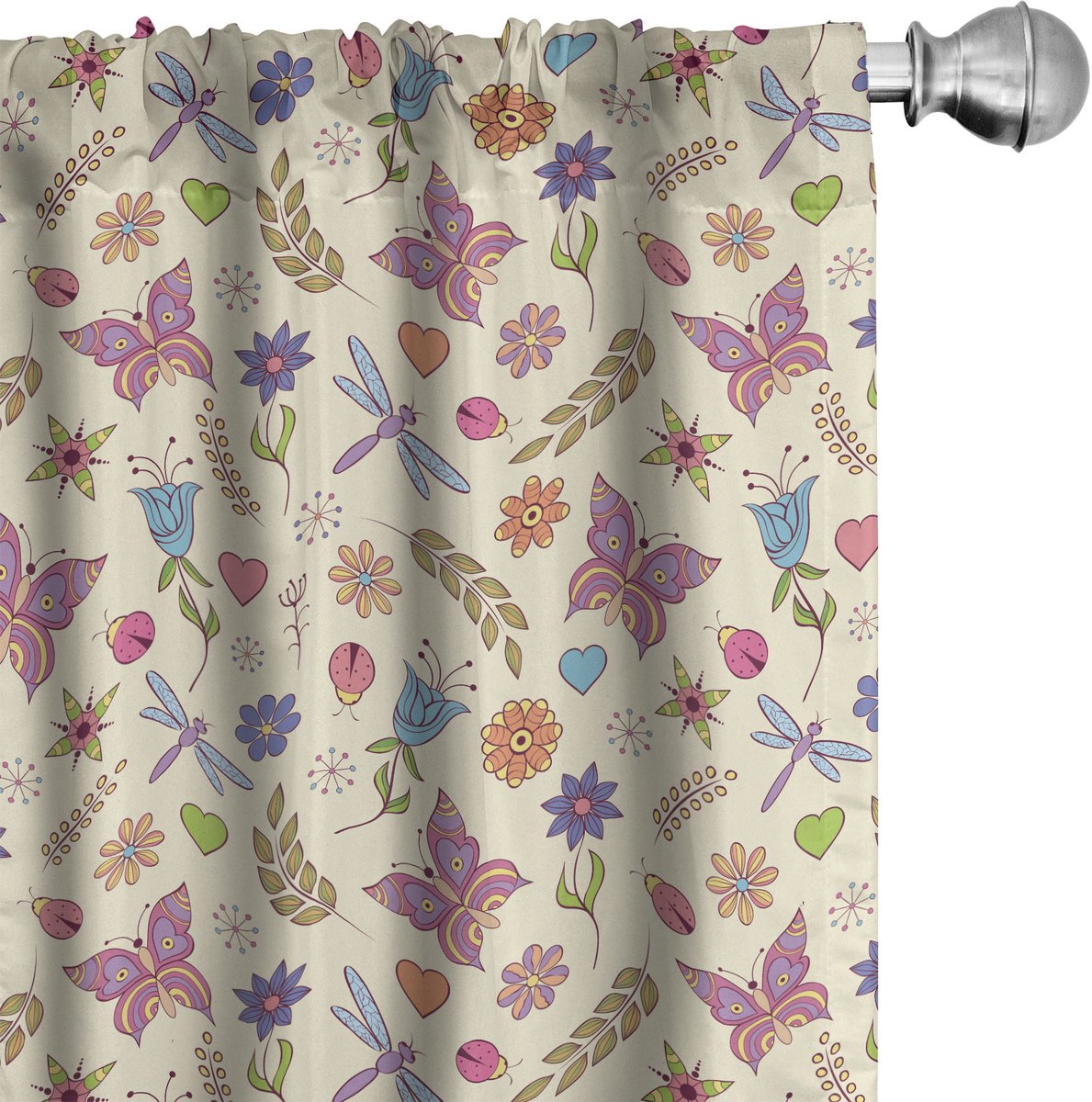 ABAKUHAUS Bloemen Raamgordijnen, Abstracte Kleurrijke Flora, Lichtgewicht decoratieve 2-delige set met roedezak, 2 stuks 75 cm B x 175 cm L, Meerkleurig