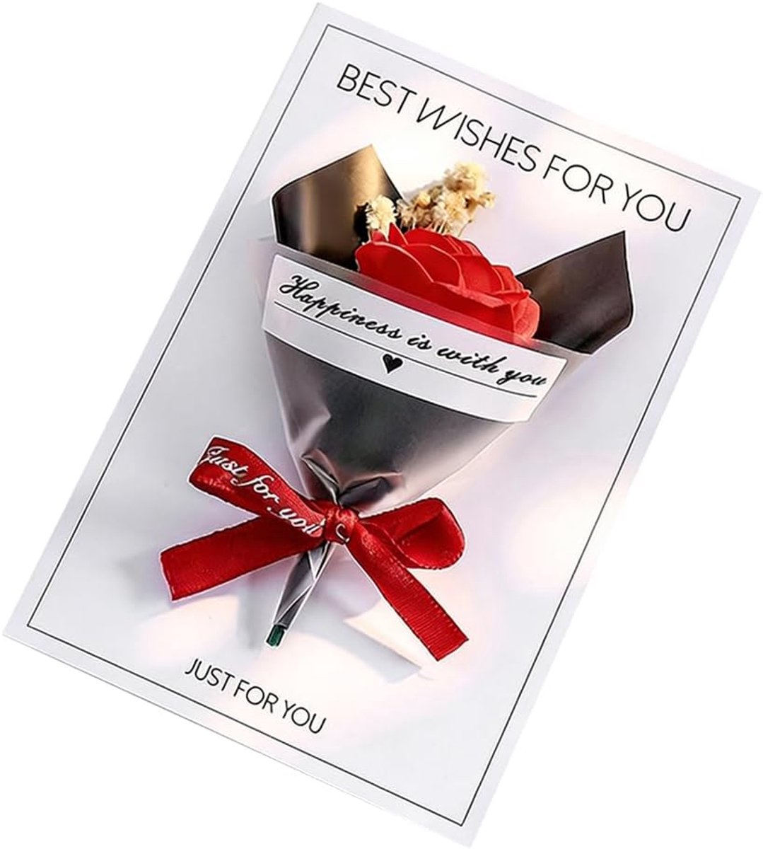 1 Pezzo Biglietto Auguri Compleanno Biglietto Auguri Pieghevole Con Fiori Secchi Biglietto Auguri Biglietto Compleanno Rosa Rossa Carta Per Auguri Compleanno, Regali Coppie