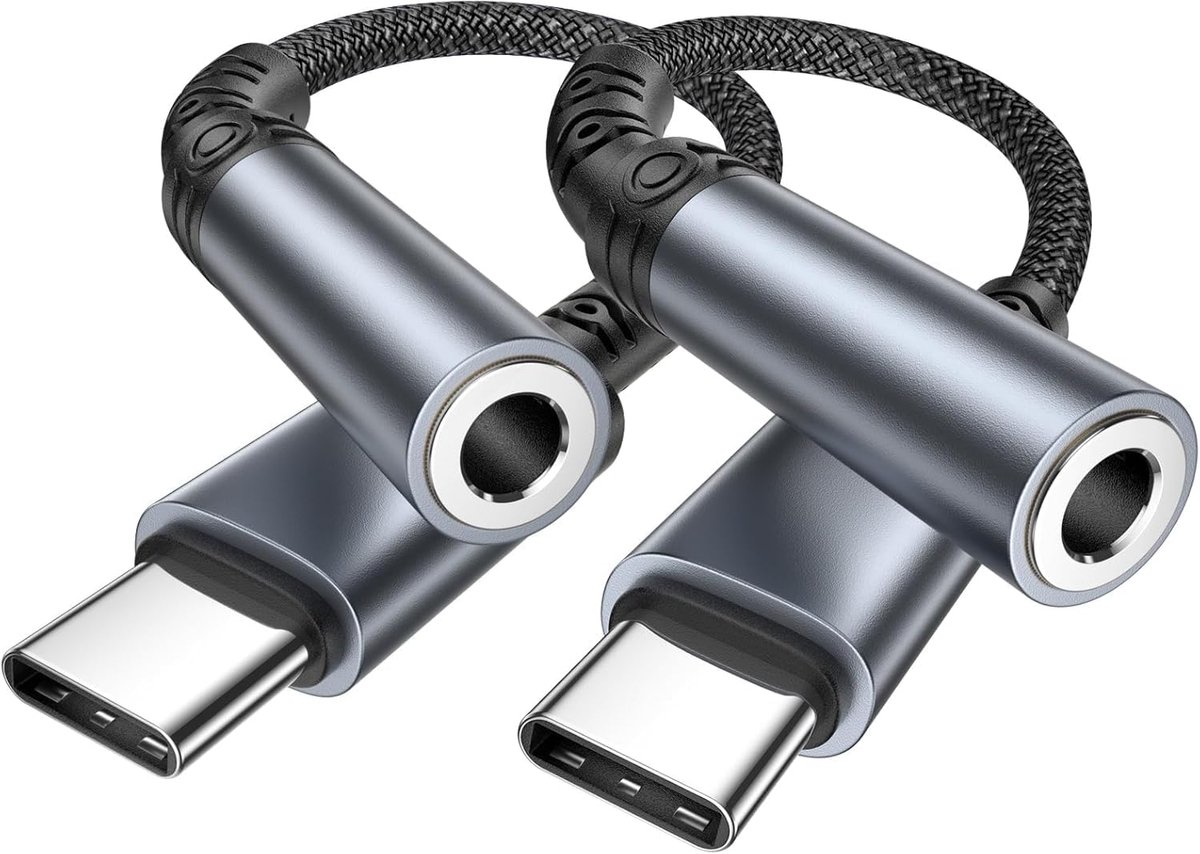 Adapter USB C naar jack, 2 stuks USB C naar jack 3,5 hoofdtelefoon audioadapter USBC hoofdtelefoonadapter voor iPhone 17/16/16 Pro Max/15/15 Pro Max, iPad, Samsung S25/S24, Xiaomi, Huawei