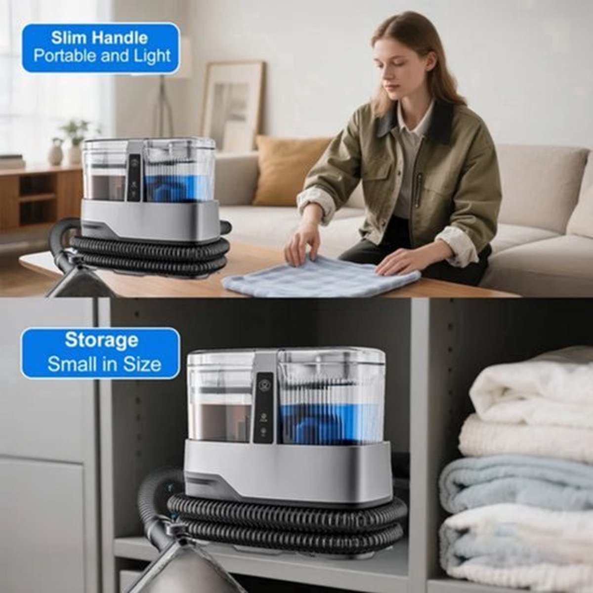 Tapijtreiniger Handheld - 17 Kpa Zuigkracht - 600 W Vermogen - 1100 ml Reservoir - Compact En Draagbaar - Voor Vlekken En Huisdieren