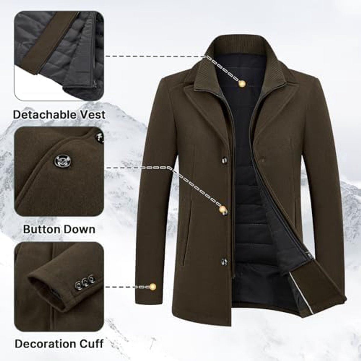 mantel omd vest wollen jas dikke winterjas warme jas jas