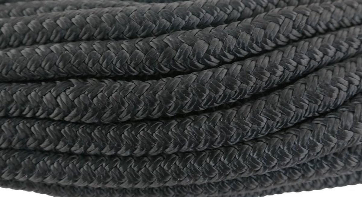 Touw - Ø 14mm - lengte: 15 meter - 3.700 daN kleur zwart - polyester hoge sterkte
