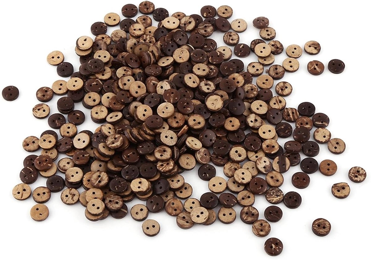 400 Pcs Boutons à coudre 2 trous par Brown Coconut Shell Scrapbooking Décor Accessoires 10mm