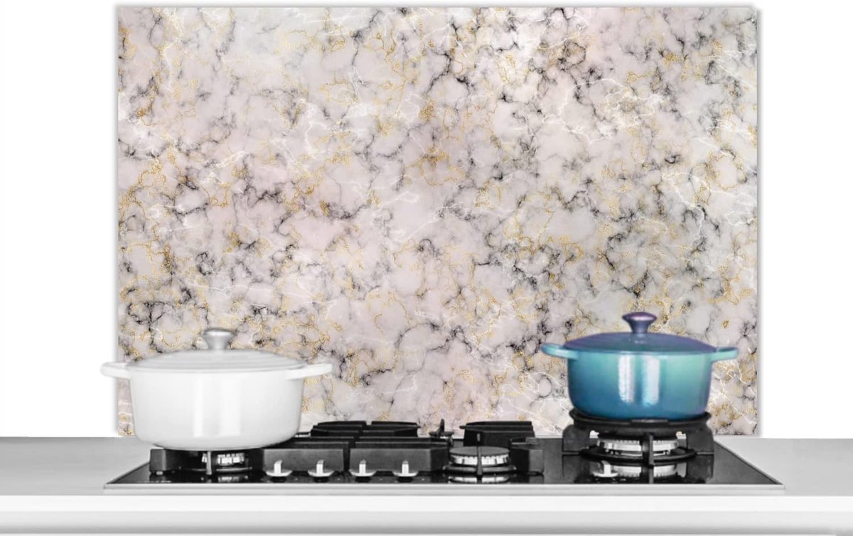 Spatscherm Keuken - 100x65 cm - Marmer - Agaat - Abstract - Edelstenen