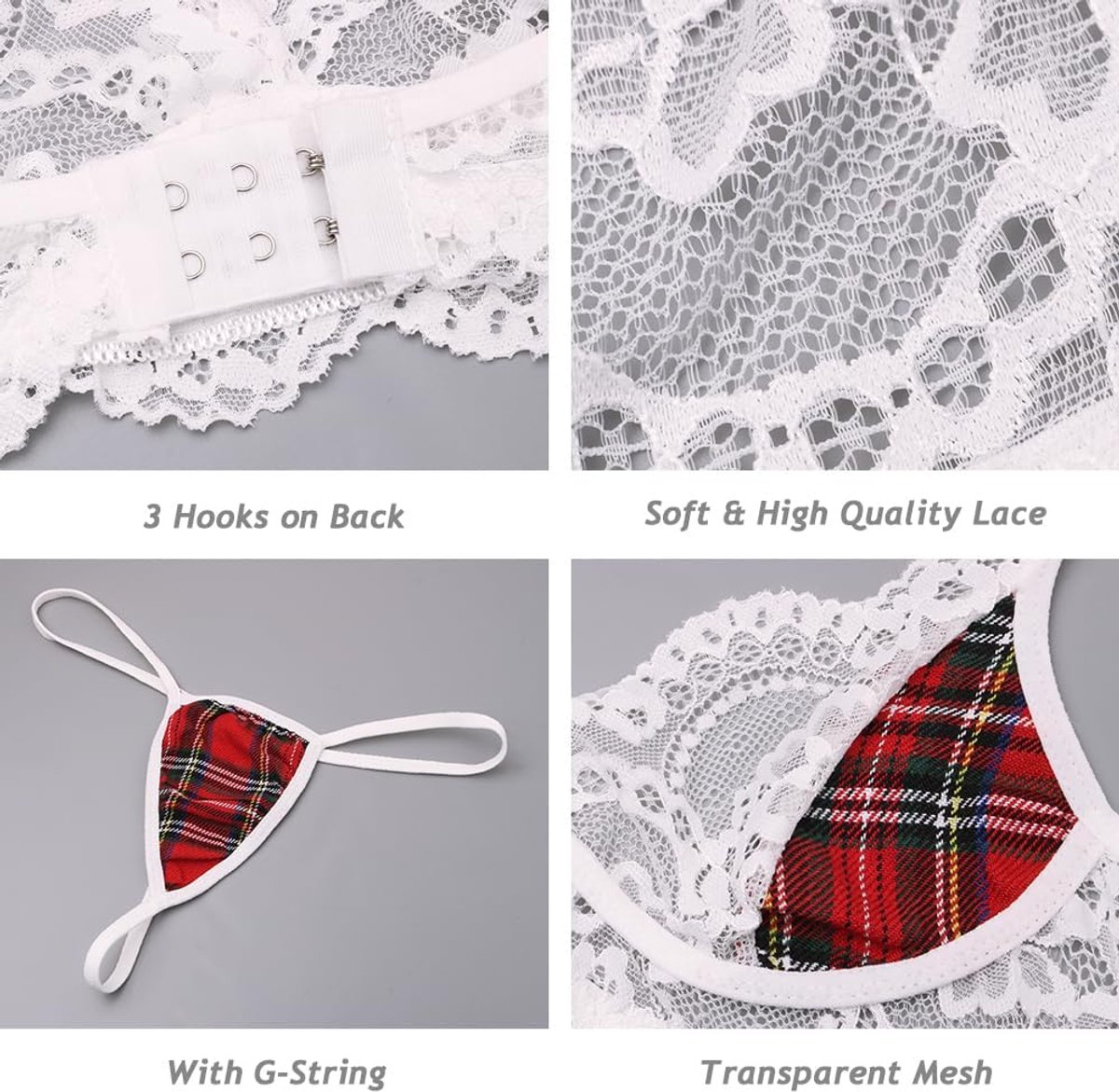 Set JK ondergoed hot mini rok plooirok Schotse uniform lingerie stropdas geruite minirok Halloween cosplay kostuum plaid jurk ondergoed