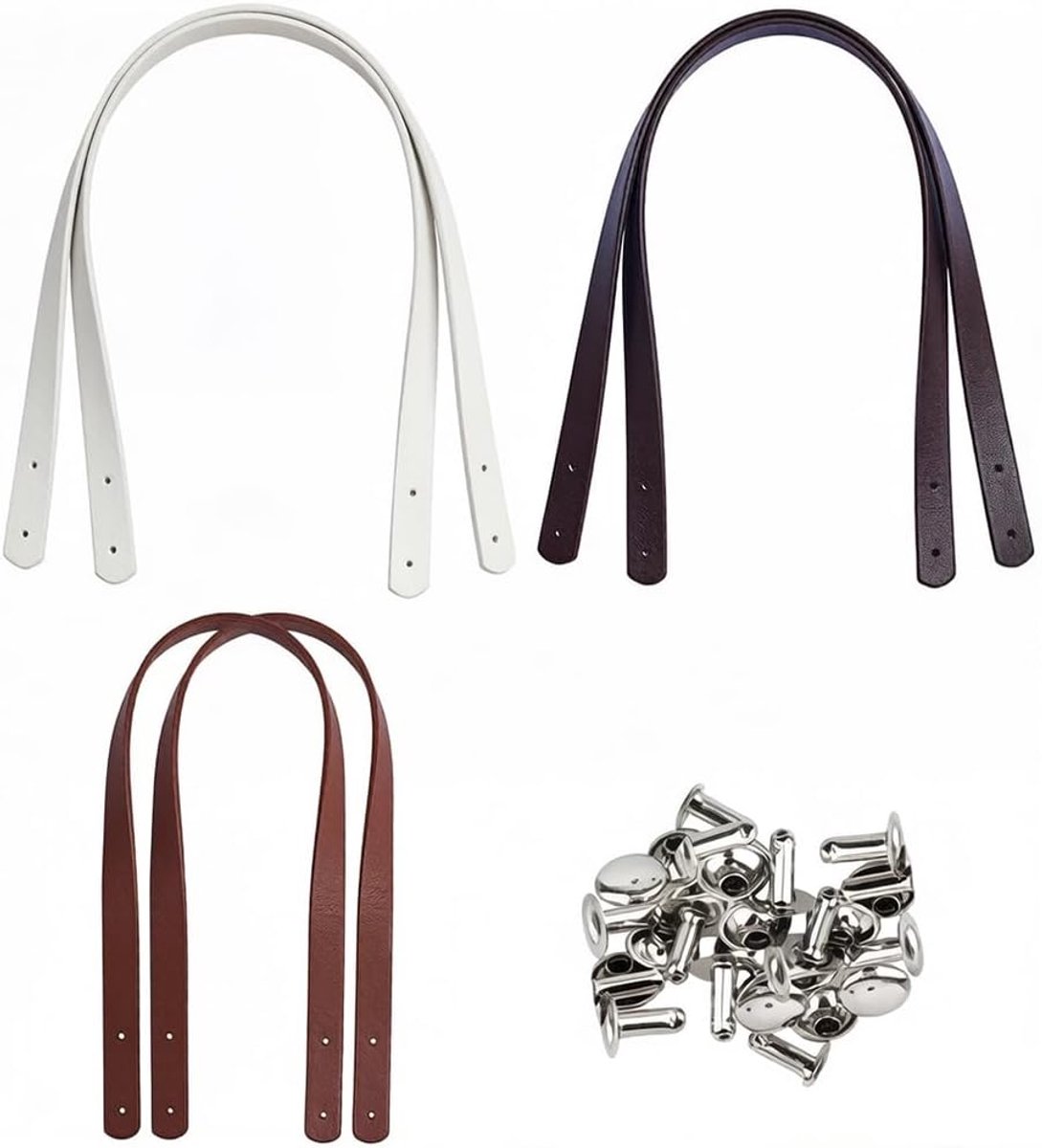 6 stuks handtas riem, portemonnee ketting, tas ketting, met 24 metalen klinknagels, handtas riemen, tas handgrepen, voor handgeweven tassen, haak geweven tassen, doe-het-zelf tassen