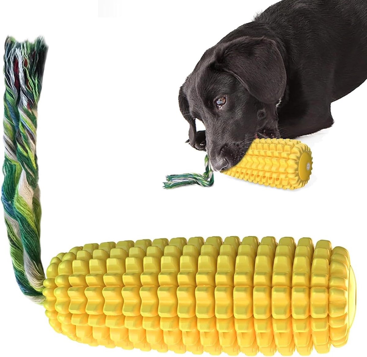 Speelgoed van maïs voor puppy's met tandenborstel en schone tanden, hondenspeelgoed, interactief kauwspeelgoed met maïssticks voor kleine, middelgrote en gra honden