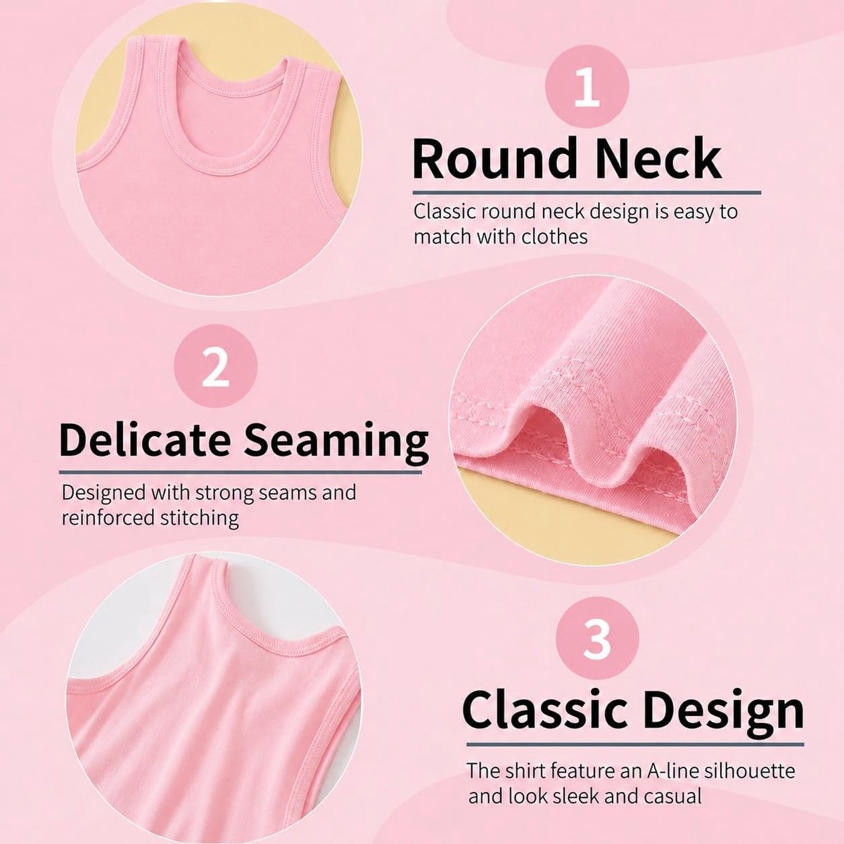 2-8 jaar, kleine meisjes, effen kleuren, zacht, ondergoed, 4-delig, kinderen, comfortabel, ademend, tanktops
